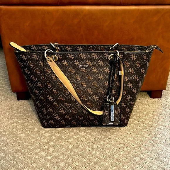 Guess Brown and Tan Women's Tote Bag - Picture 1 of 8